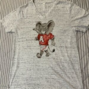 Gray V-Neck T-Shirt with Alabama mascot